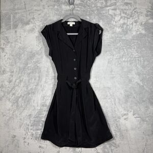 Coldwater Creek Women Dress Black Size M (10-12) Washed Silk Tunic Mini Shirt